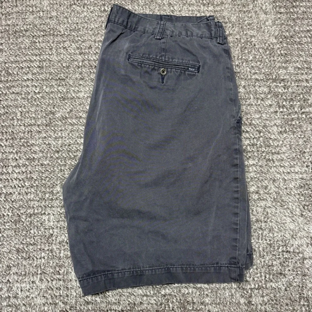 Polo Ralph Lauren Mens Chino Shorts Size 40 Faded Black‎ Flat Front Cotton